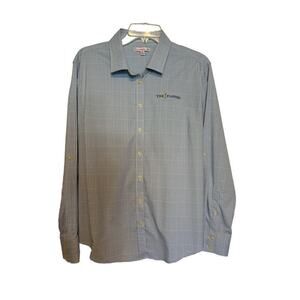 Peter Millar Players XL Light Blue Plaid Golf Button Front Shirt Stretch Nylon